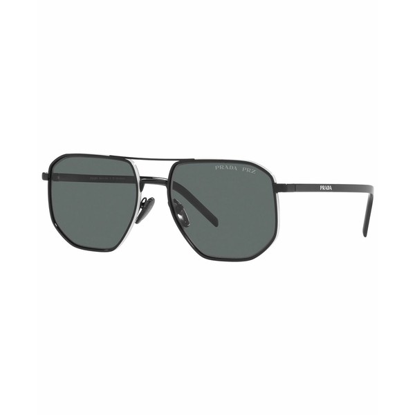 プラダ メンズ サングラス・アイウェア アクセサリー Men's Polarized Sunglasses, 57 Black