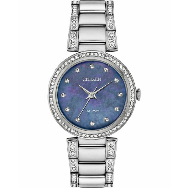 シチズン レディース 腕時計 アクセサリー Eco-Drive Women's Silhouette Stainless Steel & Crystal Bracelet Watch 28mm Silver