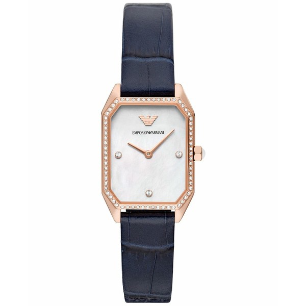 エンポリオ アルマーニ レディース 腕時計 アクセサリー Women's Gioia Rose Gold-Tone Stainless Steel Strap Watch 24mm Blue