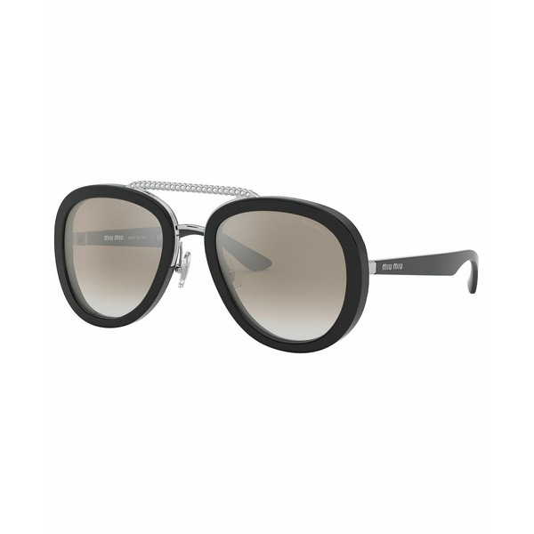 ミュウミュウ レディース サングラス＆アイウェア アクセサリー Women's Sunglasses BLACK/GRADIENT GREY MIRROR SILVER