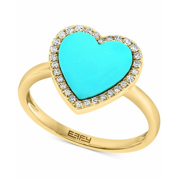 エフィー コレクション レディース リング アクセサリー EFFY® Turquoise & Diamond (1/8 ct. t.w.) Heart Halo Ring in 14k Gold 14