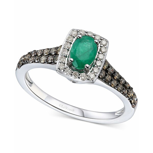 ルヴァン レディース ピアス＆イヤリング アクセサリー Emerald (3/8 ct. t.w.) & Diamond (1/2 ct. t.w.) Ring in 14k White Gold Emera