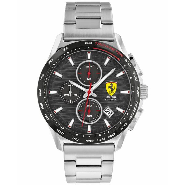 フェラーリ メンズ 腕時計 アクセサリー Men's Chronograph Pilota Evo Stainless Steel Bracelet Watch 44mm Silver