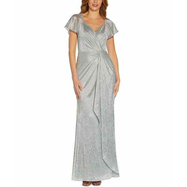 アドリアナ パペル レディース ワンピース トップス Women's Metallic Twist-Front Gown Sea Glass