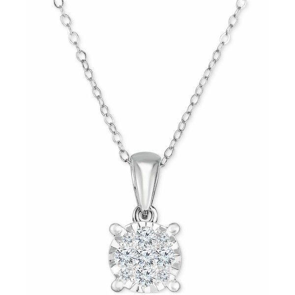 トゥルーミラクル レディース ネックレス・チョーカー・ペンダントトップ アクセサリー Diamond Cluster 18" Pendant Necklace (1/2 ct.