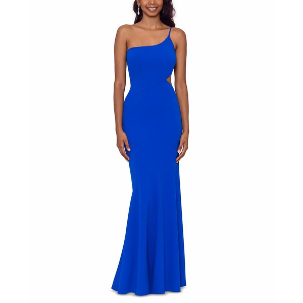 ベッツィ アンド アダム レディース ワンピース トップス One-Shoulder Cutout Gown Cobalt