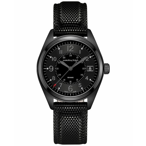 ハミルトン メンズ 腕時計 アクセサリー Men's Swiss Khaki Field Black Rubber Strap Watch 40mm H68401735 Black