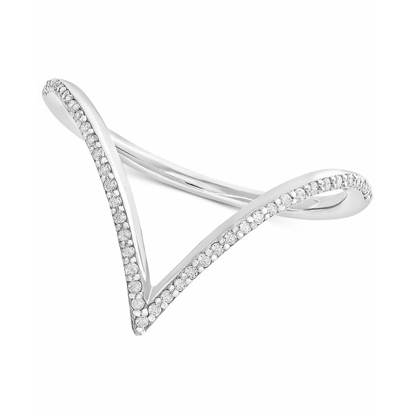 ラップド レディース リング アクセサリー Diamond V-Shaped Ring in 10k White Gold (1/6 ct. t.w.), Created for Macy's White Gold