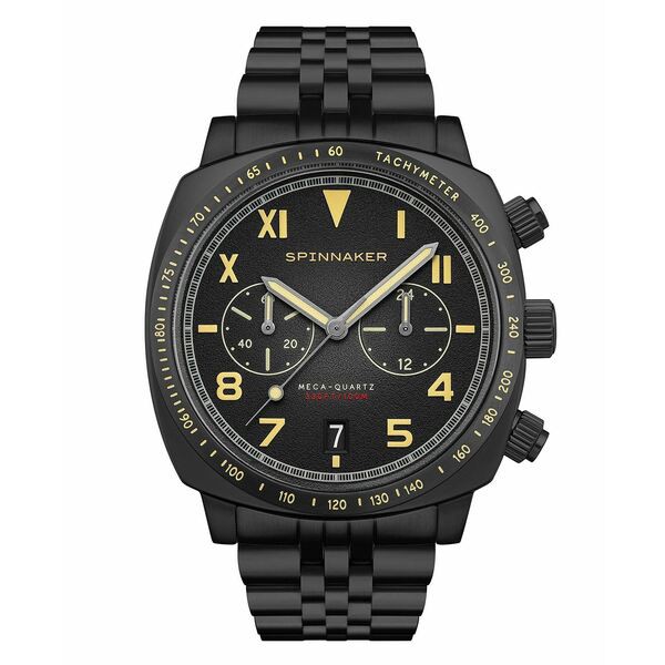 スピ二カー メンズ 腕時計 アクセサリー Men's Hull Chronograph Solid IP-Black Stainless Steel Bracelet Watch, 42mm All Black