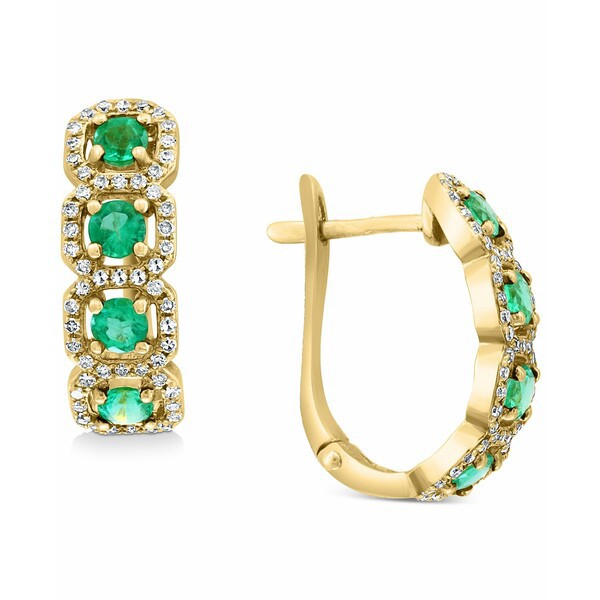 エフィー コレクション レディース ピアス＆イヤリング アクセサリー EFFY® Emerald (7/8 ct. t.w.) & Diamond (1/4 ct. t.w.) Halo