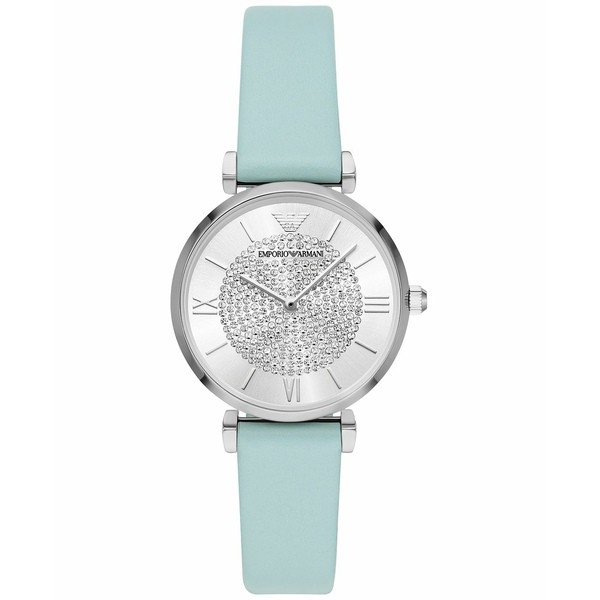 エンポリオ アルマーニ レディース 腕時計 アクセサリー Women's Blue Leather Strap Watch 32mm Blue