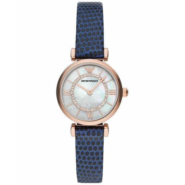 エンポリオ アルマーニ レディース 腕時計 アクセサリー Women's Gianni T-Bar Rose Gold-Tone Stainless Steel Strap Watch 28mm Blue