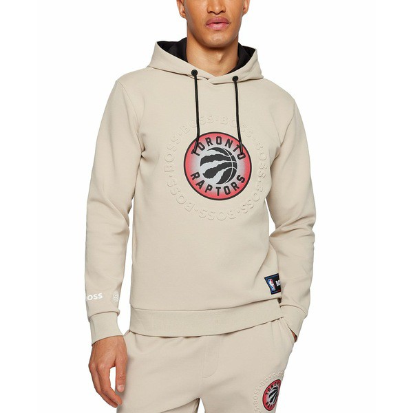 ヒューゴボス メンズ シャツ トップス BOSS x NBA Men's Toronto Raptors Hooded Sweatshirt Light Beige