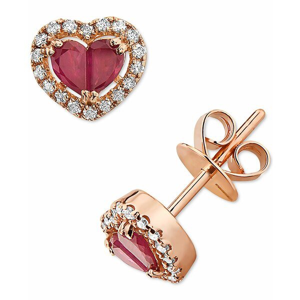 エフィー コレクション レディース ピアス＆イヤリング アクセサリー EFFY® Ruby (7/8 ct. t.w.) & Diamond (1/4 ct. t.w.) Heart Ha