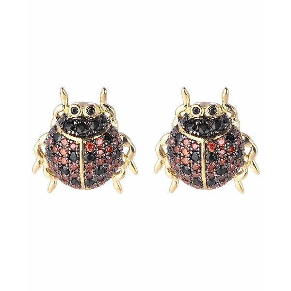 ノワール ジュエリー レディース ピアス＆イヤリング アクセサリー Red/Black Cubic Zirconia Ladybug Stud Earring Gold