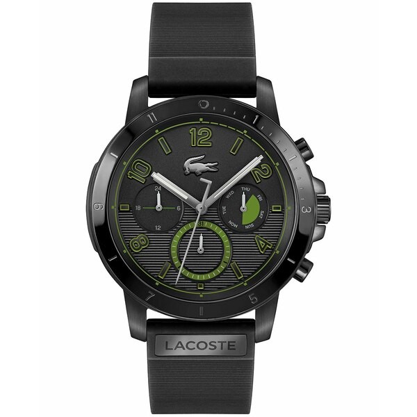 ラコステ メンズ 腕時計 アクセサリー Men's Topspin Black Silicone Strap Watch 43mm Black