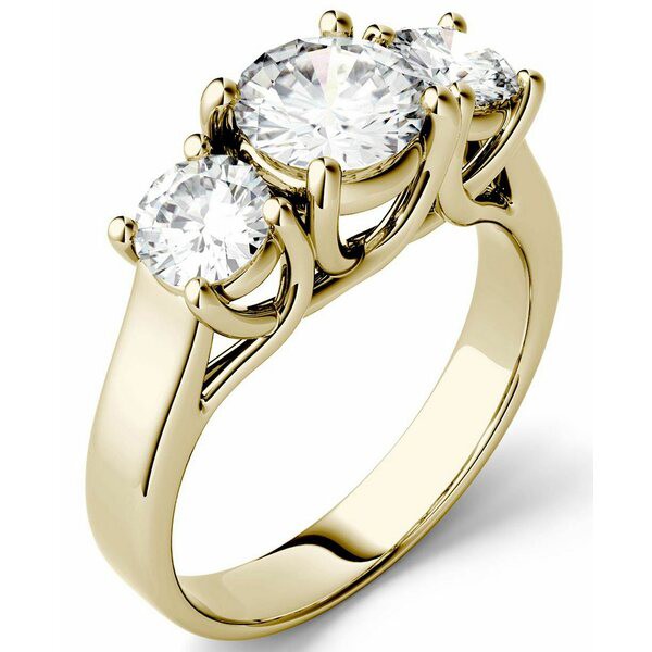 チャールズ アンド コルバード レディース リング アクセサリー Moissanite Three Stone Ring 2 ct. t.w. Diamond Equivalent in 14k Whi