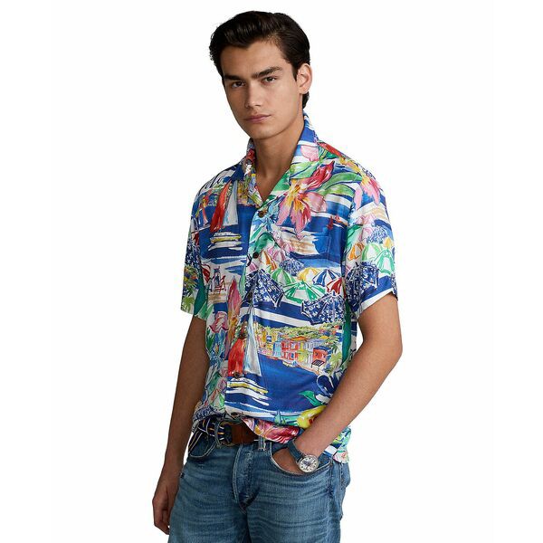 ラルフローレン メンズ シャツ トップス Men's Classic-Fit Riviera-Print Camp Shirt Sur La Plage