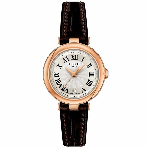 ティソット レディース 腕時計 アクセサリー Women's Swiss Bellissima Brown Leather Strap Watch 26mm White