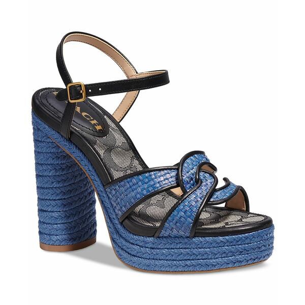 コーチ レディース サンダル シューズ Women's Talina Platform Espadrille Dress Sandals Black/ Washed Chambray