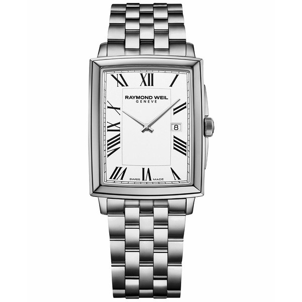 レイモンドウェイル メンズ 腕時計 アクセサリー Men's Swiss Toccata Stainless Steel Bracelet Watch 29x37mm White