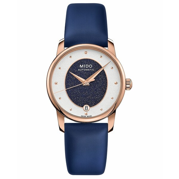 ミド レディース 腕時計 アクセサリー Women's Swiss Automatic Baroncelli Blue Fabric Strap Watch 33mm Blue