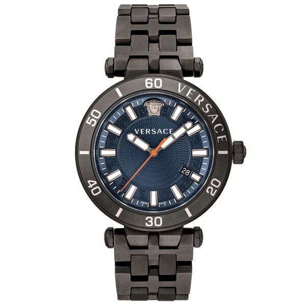 ヴェルサーチ メンズ 腕時計 アクセサリー Men's Swiss Greca Sport Gunmetal-Tone Stainless Steel Bracelet Watch 43mm Ip Gunmetal