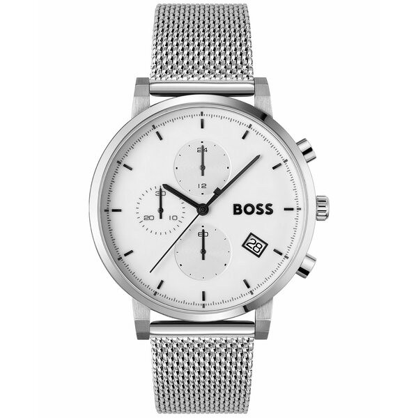 ボス メンズ 腕時計 アクセサリー Integrity Men's Chronograph Stainless Steel Mesh Bracelet Watch 43mm Silver