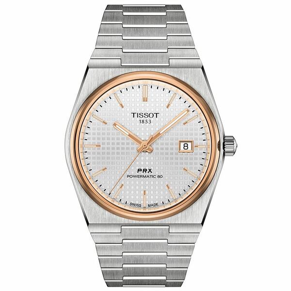 ティソット メンズ 腕時計 アクセサリー Men's Swiss Automatic PRX Powermatic 80 Stainless Steel Bracelet Watch 40mm White