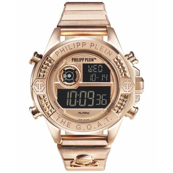 フィリッププレイン メンズ 腕時計 アクセサリー Men's Digital The G.O.A.T. Rose Gold-Tone Stainless Steel Bracelet Watch 44mm Rose