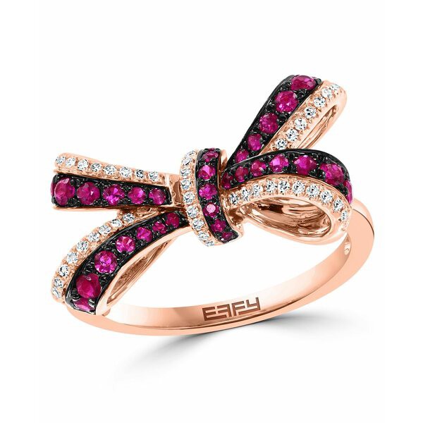 エフィー コレクション レディース リング アクセサリー EFFY® Ruby (3/8 ct. t.w.) & Diamond (1/10 ct. t.w.) Bow Ring in 14k Ros