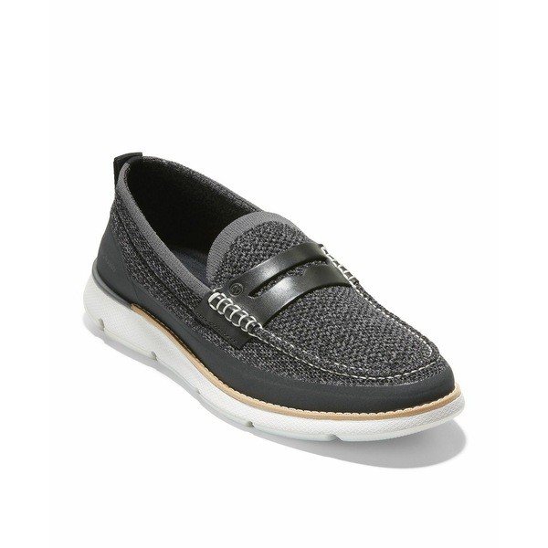 コールハーン メンズ スリッポン・ローファー シューズ Men's 4.ZERGRAND Stitchlite Slip-On Penny Loafers Black, Magnet Knit, Nimbus