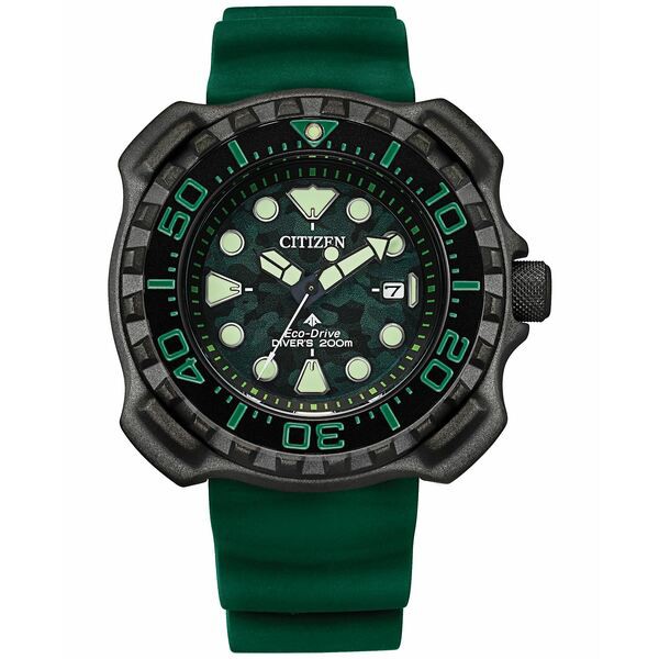 シチズン メンズ 腕時計 アクセサリー Eco-Drive Men's Promaster Dive Green Strap Watch, 47mm Green