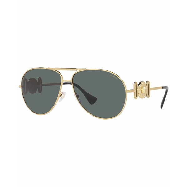 ヴェルサーチ レディース サングラス＆アイウェア アクセサリー Unisex Polarized Sunglasses, VE2249 65 Gold-Tone