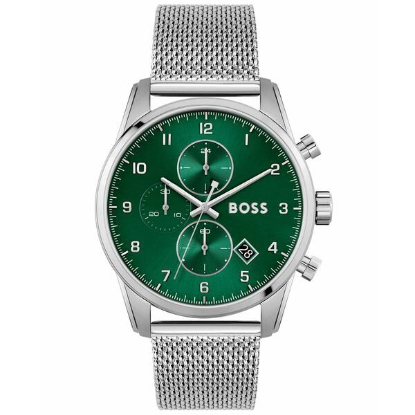 ボス メンズ 腕時計 アクセサリー Skymaster Men's Chronograph Stainless Steel Mesh Bracelet Watch 44mm Silver