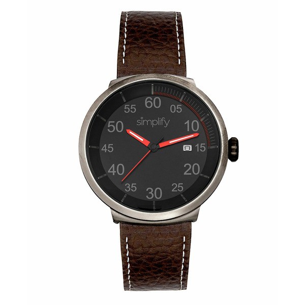 シンプリファイ レディース 腕時計 アクセサリー Women's The 7100 Black or Brown or Blue or Dark Brown Leather Band Watch, 42mm Dar