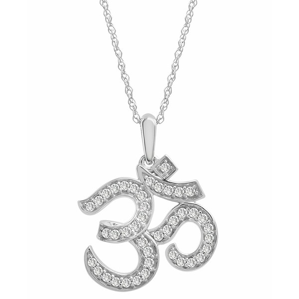 ラップド レディース ネックレス・チョーカー・ペンダントトップ アクセサリー Diamond Om Pendant Necklace (1/4 ct. t.w.) in 14k Whi