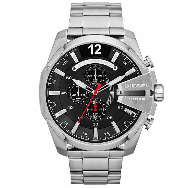 ディーゼル メンズ 腕時計 アクセサリー Men's Chronograph Mega Chief Stainless Steel Bracelet Watch 59x51mm DZ4308 Silver