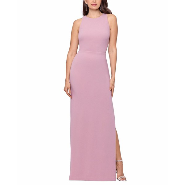 ベッツィ アンド アダム レディース ワンピース トップス Side-Slit Back-Drape Evening Gown Rose