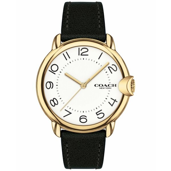 コーチ レディース 腕時計 アクセサリー Women's Arden Black Leather Strap Watch 36mm Black