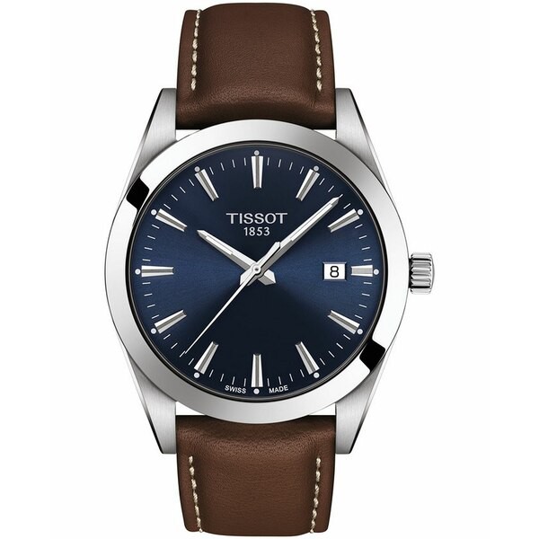 ティソット メンズ 腕時計 アクセサリー Men's Swiss T-Classic Gentleman Brown Leather Strap Watch Watch 40mm Brown