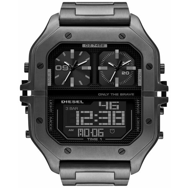 ディーゼル メンズ 腕時計 アクセサリー Men's Analog Digital Chronograph Clasher Gunmetal-Tone Stainless Steel Bracelet Watch 51mm