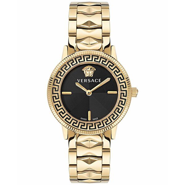 ヴェルサーチ レディース 腕時計 アクセサリー Women's Swiss V-Tribute Studded Gold Ion Plated Stainless Steel Bracelet Watch 36mm