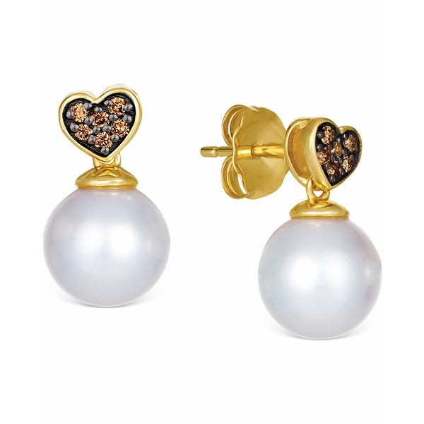 ルヴァン レディース ピアス＆イヤリング アクセサリー Chocolatier® Vanilla Pearl (8mm) & Chocolate Diamond (1/8 ct. t.w.) Hear