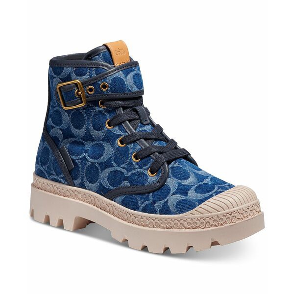 コーチ レディース ブーツ＆レインブーツ シューズ Women's Trooper Lace-up Runway Booties Denim Signature