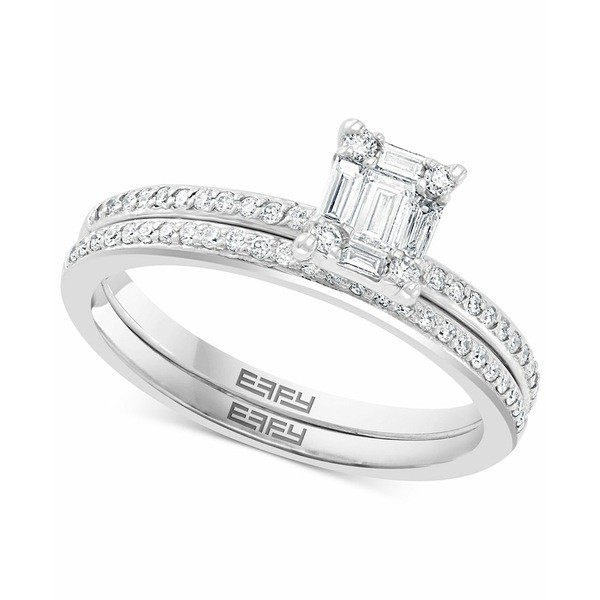 エフィー コレクション レディース リング アクセサリー EFFY® Diamond Baguette Cluster Bridal Set (3/8 ct. t.w.) in 14k White o