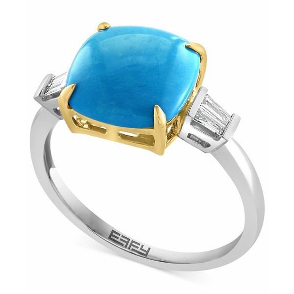 エフィー コレクション レディース リング アクセサリー EFFY® Turquoise & Diamond (1/6 ct. t.w.) Ring in 14k Two-Tone Gold 14K