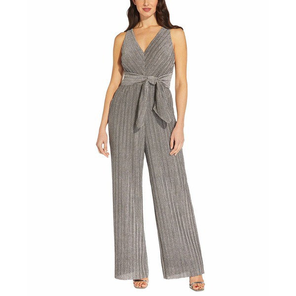 アドリアナ パペル レディース ワンピース トップス Arianna Papell Petite V-Neck Jumpsuit Dark Silver