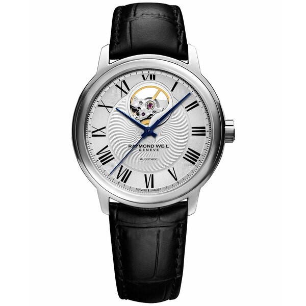 レイモンドウェイル メンズ 腕時計 アクセサリー Men's Swiss Automatic Maestro Black Leather Strap Watch 40mm 2227-STC-00659 No Col