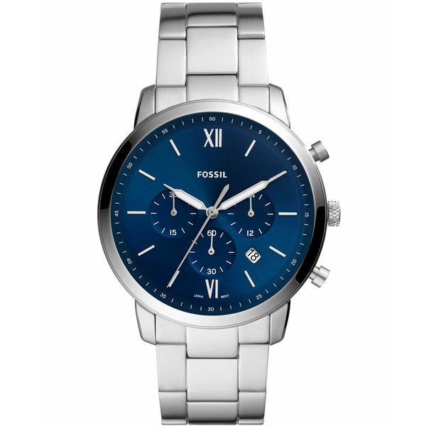 フォッシル メンズ 腕時計 アクセサリー Men's Neutra Silver-Tone Bracelet Watch 44mm Blue